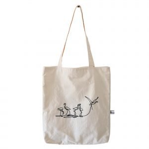 shopper in cotone con ricamo di fenicottero