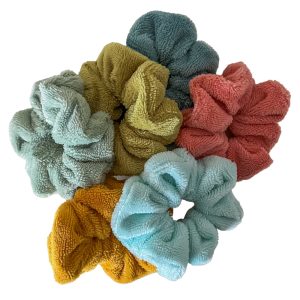 scrunchies fatti a mano in spugna di bambù: diverse colorazioni