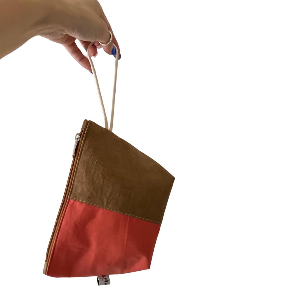 pochette da spiaggia impermeabile rossa e marrone